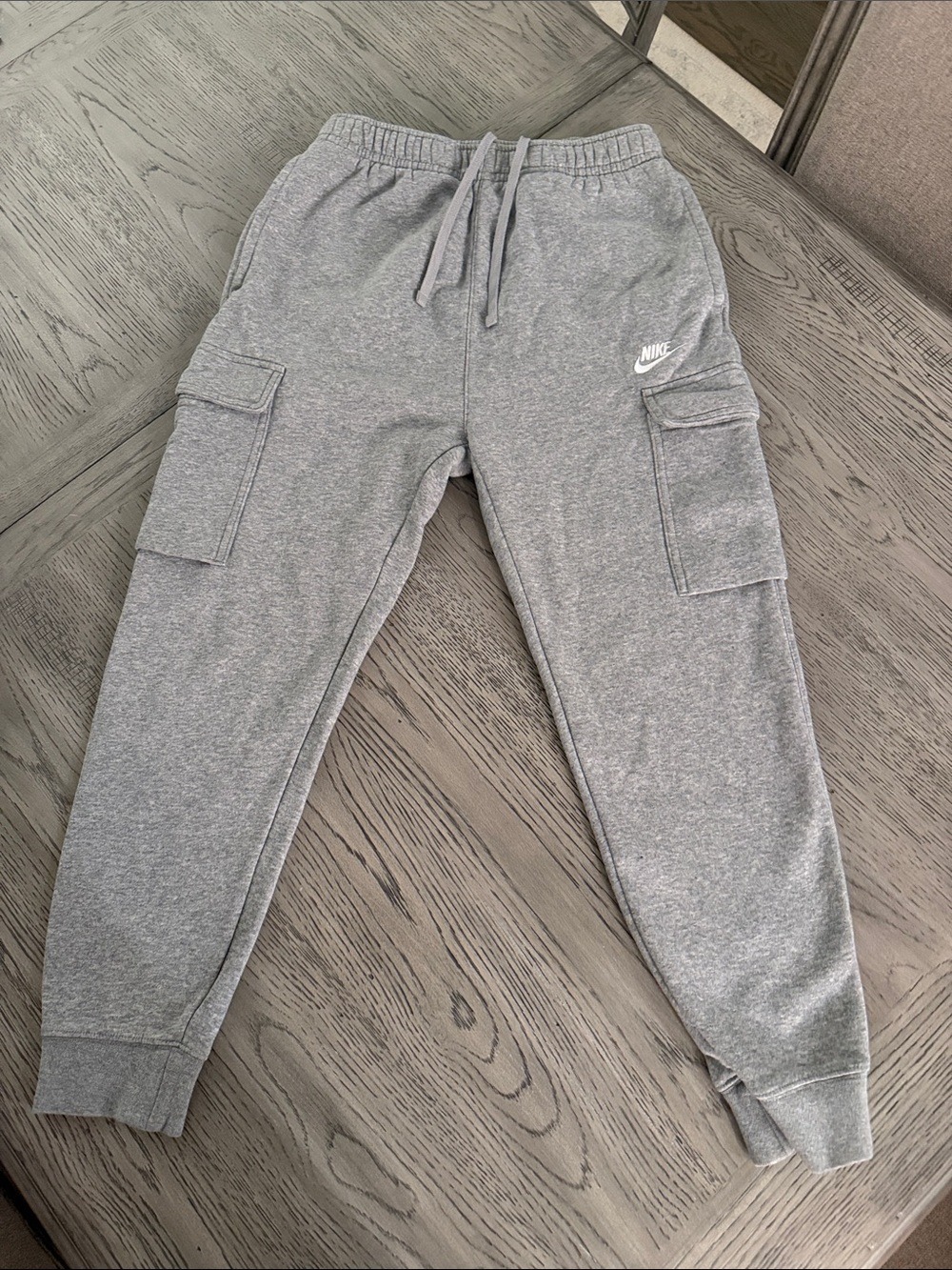 Nike Gray Kids Cargo Joggers with Drawstring Waist